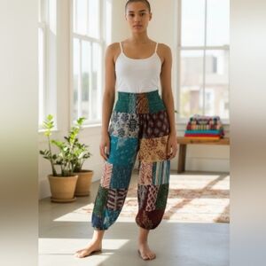 Ashley Taylor 100% Cotton Patchwork Boho Harem Pants NWT One Size